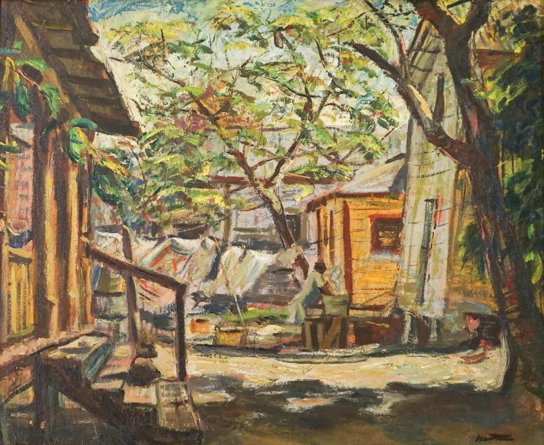 William Hartman Oil on Board Old Town 1946 (1 of 4)