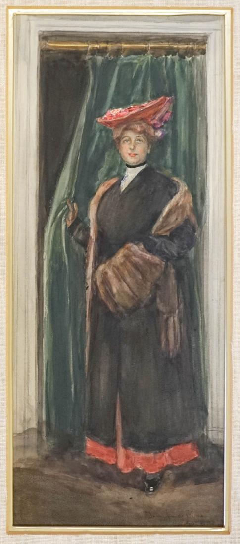 William Glackens (1870-1938) Signed Original: William James Glackens (1870-1938) original watercolor on artists board. Measures 16" x 6.75" (image size). Signed with inscription lower right 'To my friend Dina, W. Glackens'. Excellent condition wi