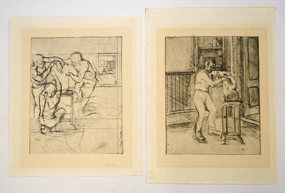 Signed Myers (1867-1940) Pair Signed Etchings (1 of 7)