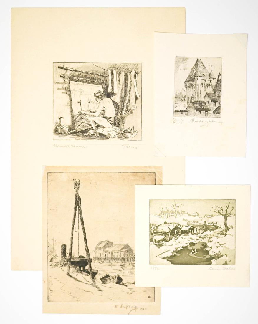 Four Signed Small American Etchings (1 of 5)