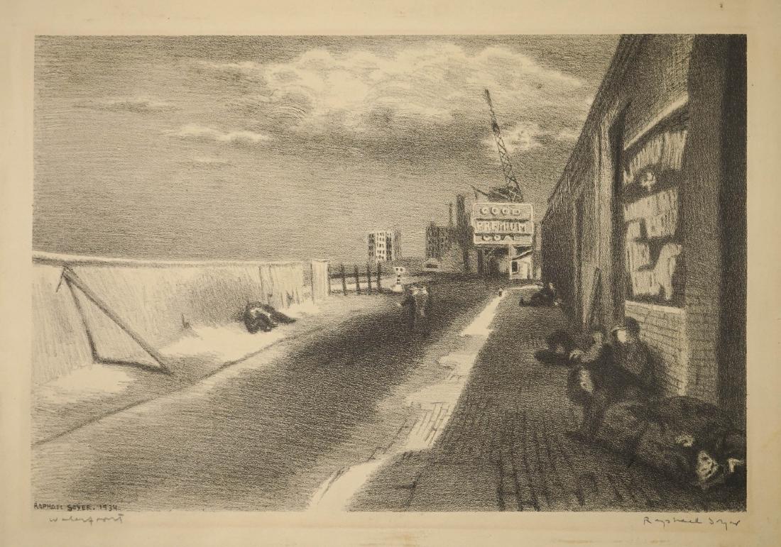 Raphael Soyer Lithograph Waterfront (1 of 2)