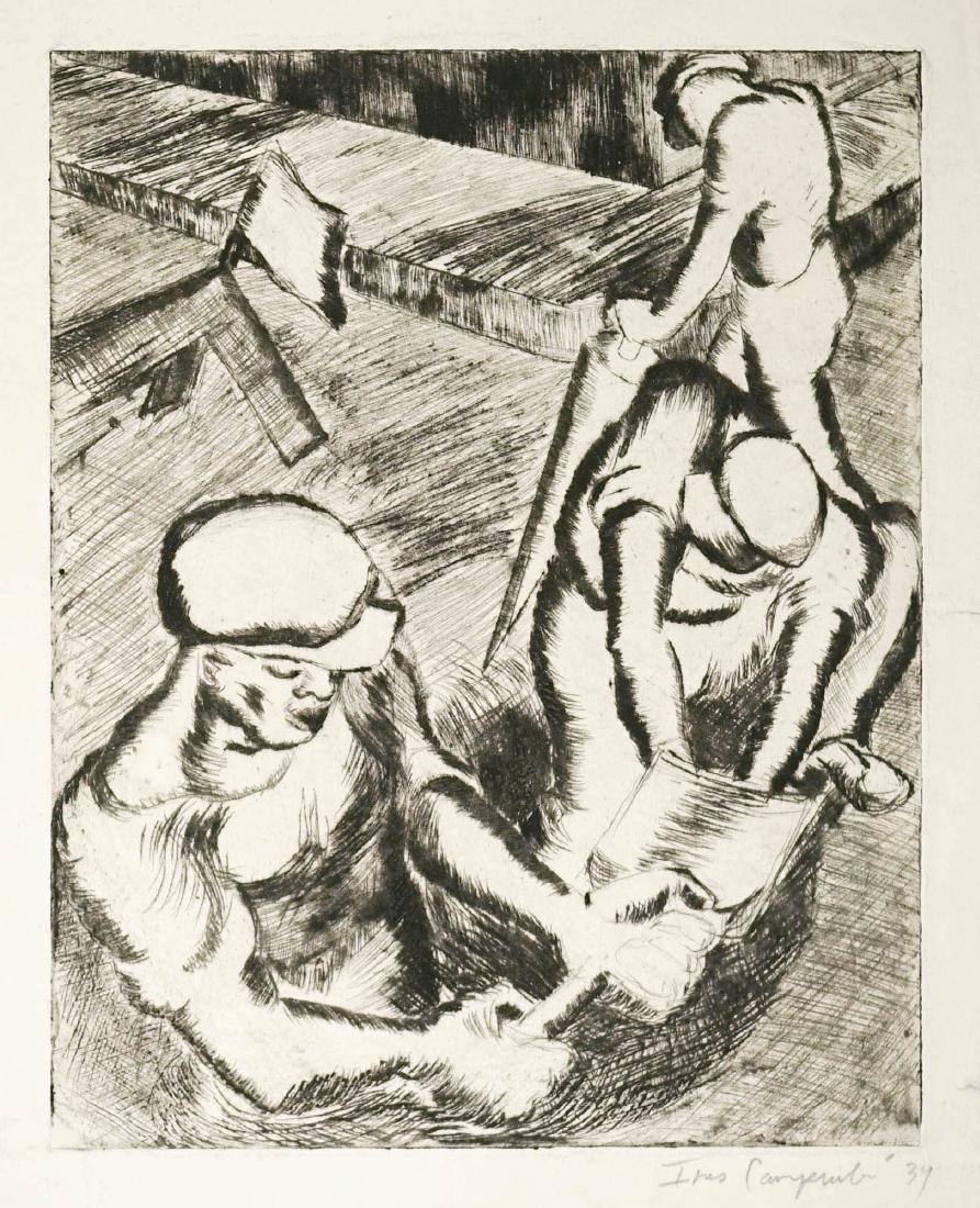 Illegibly Signed Etching Industrial Scene 1934 (1 of 3)