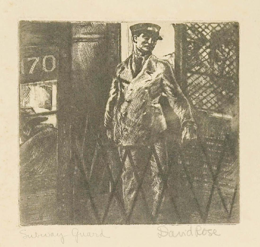 David Rose Etching and Aquatint [Subway Guard] (1 of 4)
