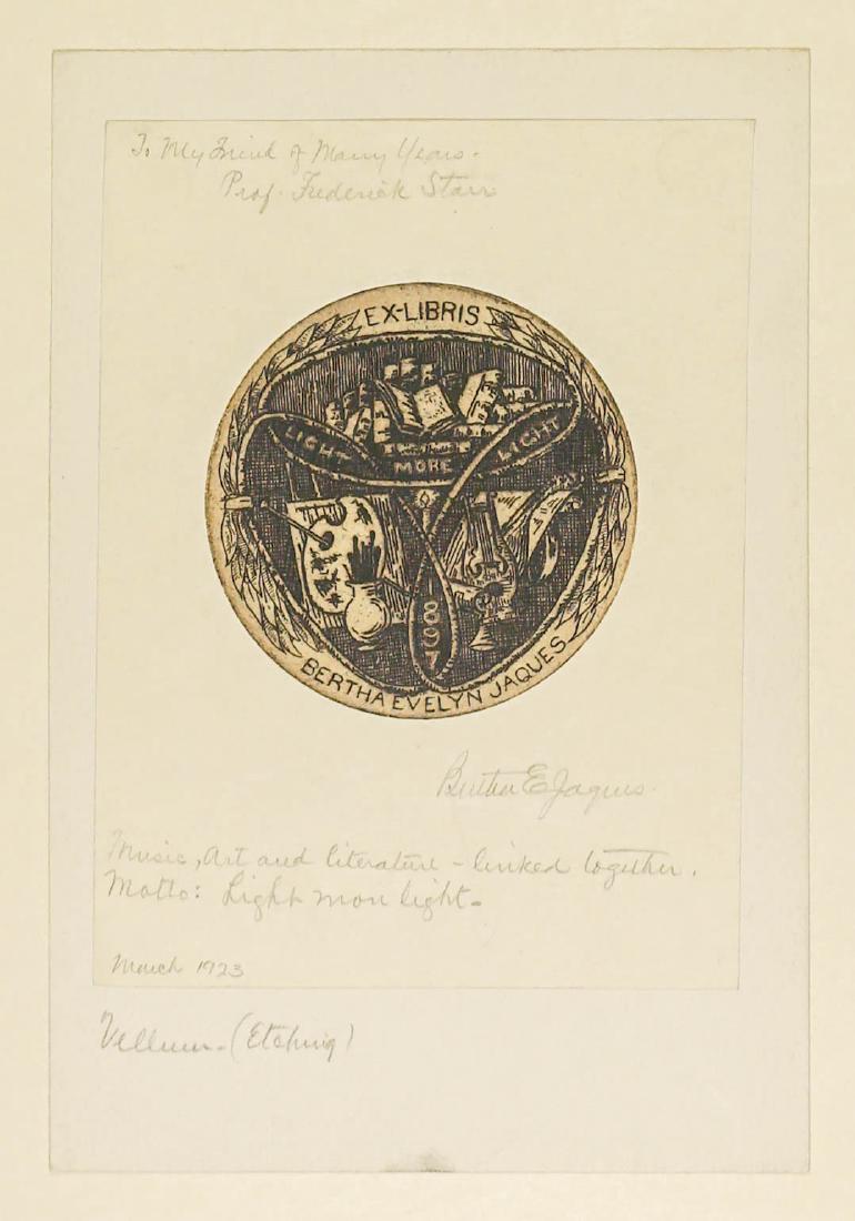 Bertha Jaques Ex-Libris Personal Bookplate Etching (1 of 3)
