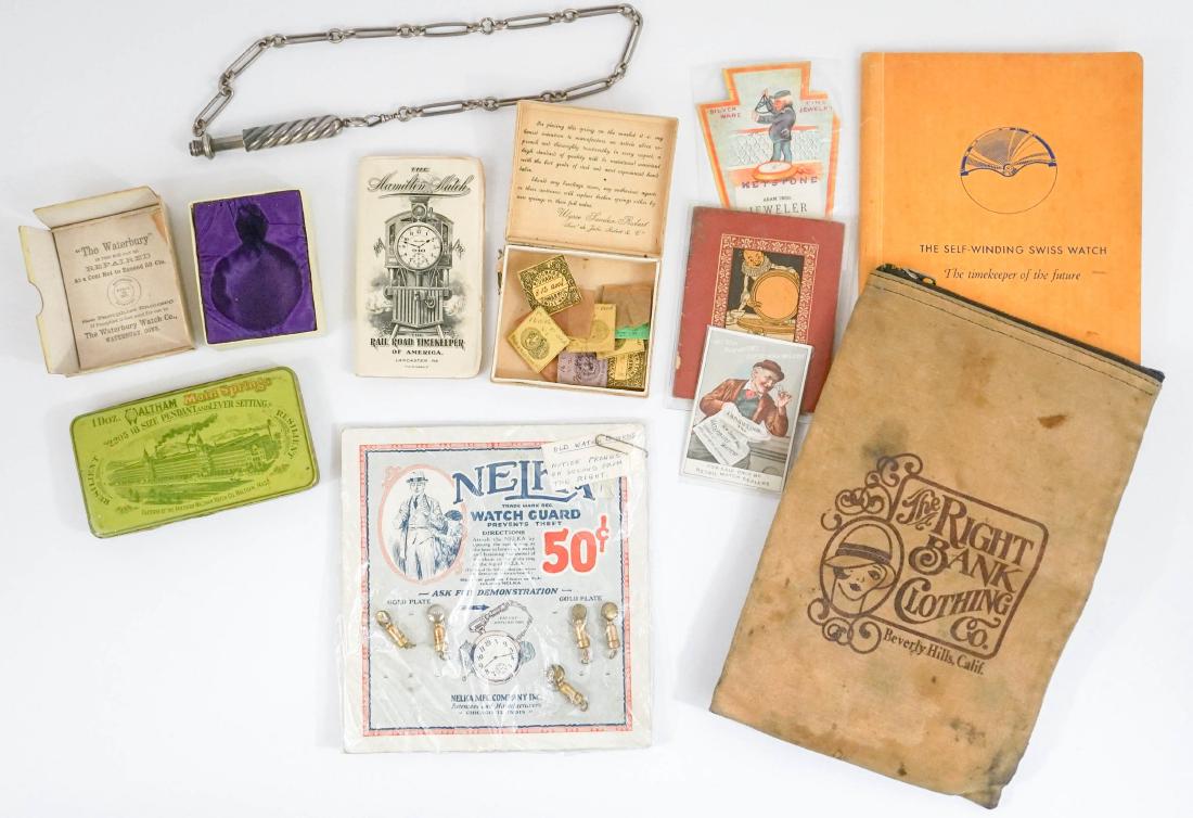 Estate Group of Watch Collectibles: Estate group of old watch collectibles. We ship most items in-house with the exception of furniture, large or heavy artwork, heavier items or extremely fragile items.