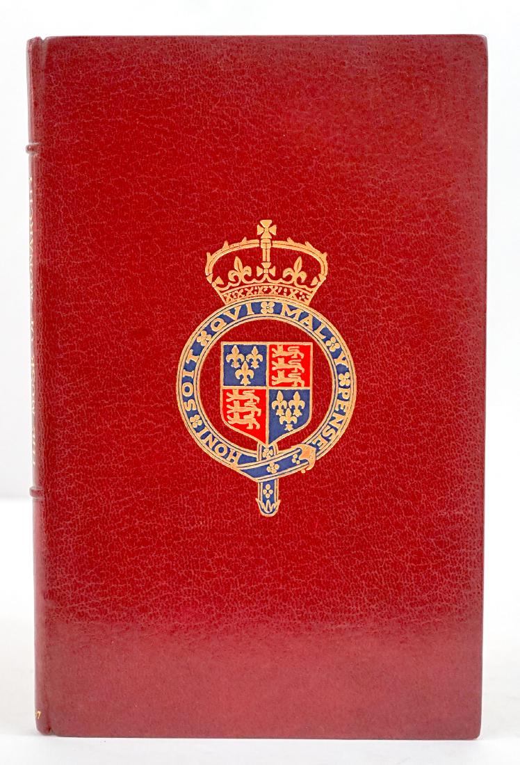 The Muse of Monarchy 1937: The Muse of Monarchy; Poems by Kings and Queens of England. 1937, first edition, leatherbound, Zaehnsdorf binding, 9.5" x 6", 46 pages, rough cut end pages. Eric Grant, London. Provenance: Estate of R