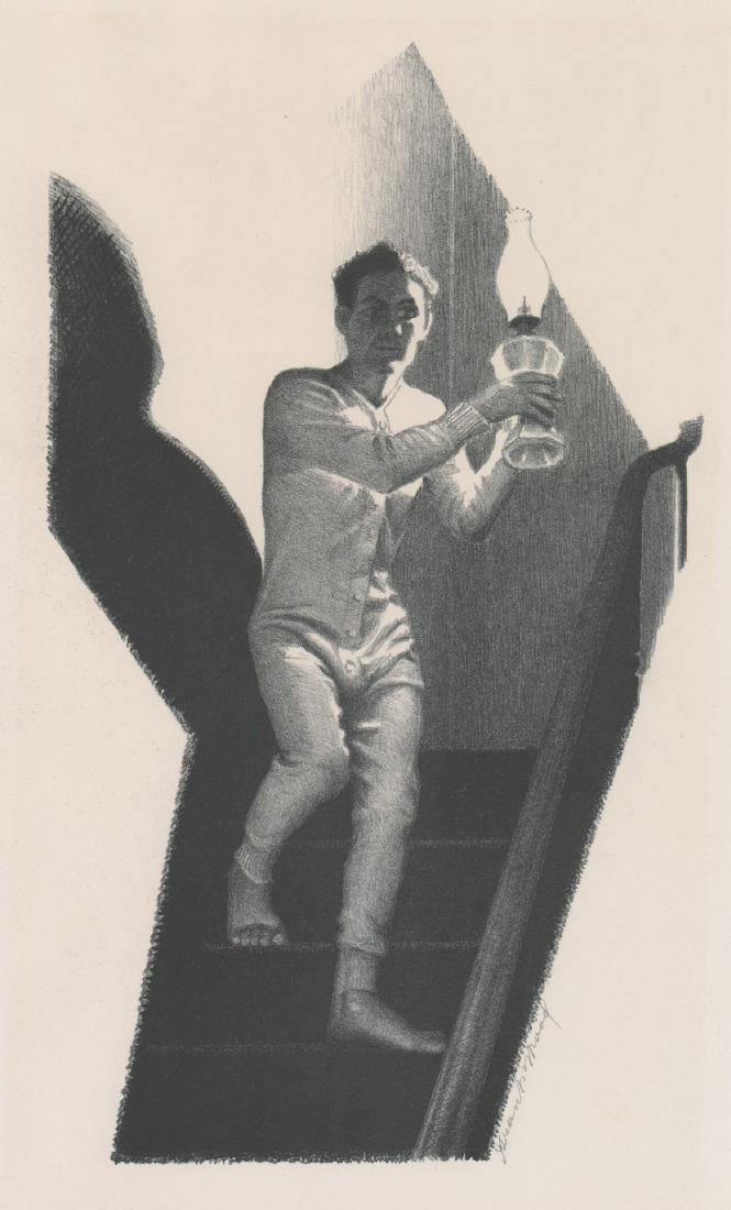 Grant Wood Lithograph [Midnight Alarm] (1 of 4)