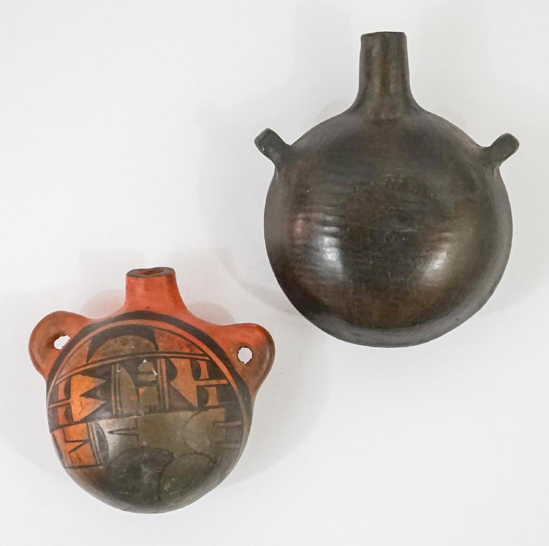 Two Native American Hopi and Blackware Canteens (1 of 2)