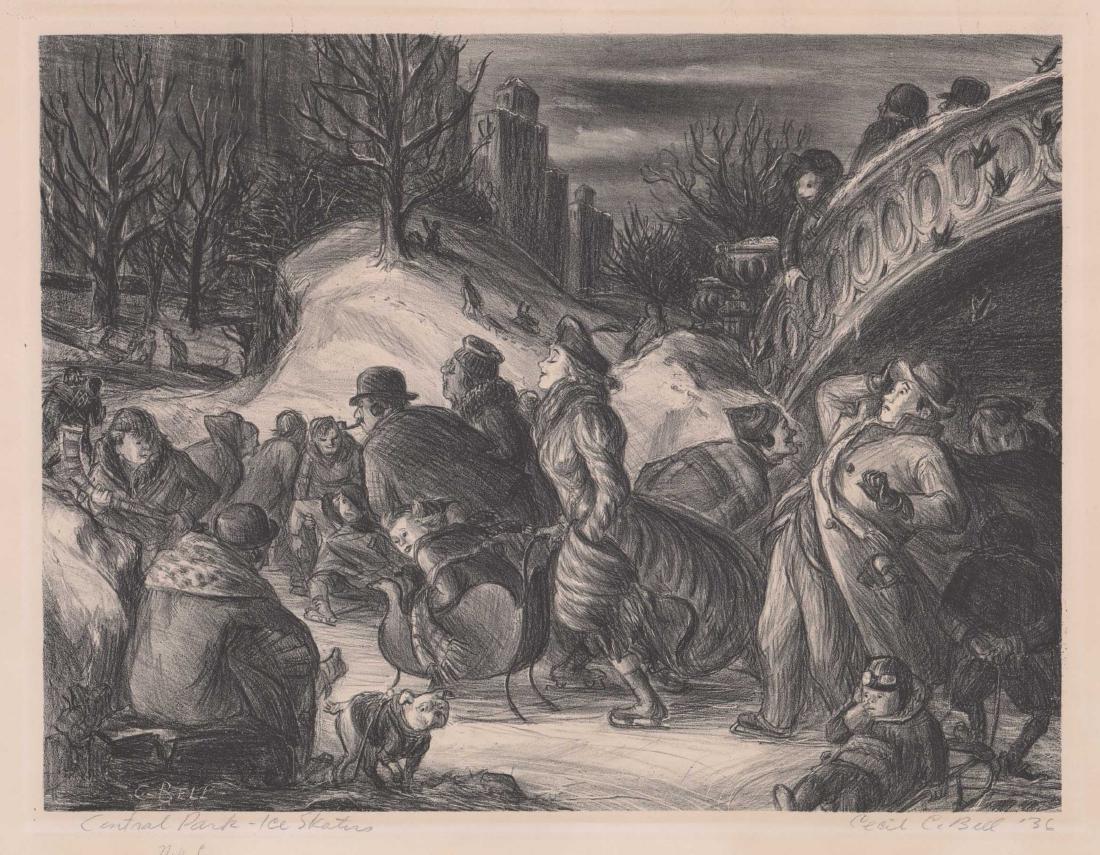 Cecil Bell Lithograph [Central Park-Ice Skaters] (1 of 5)