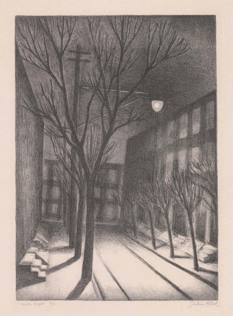 Julius Bloch Lithograph [Winter Night] (1 of 5)