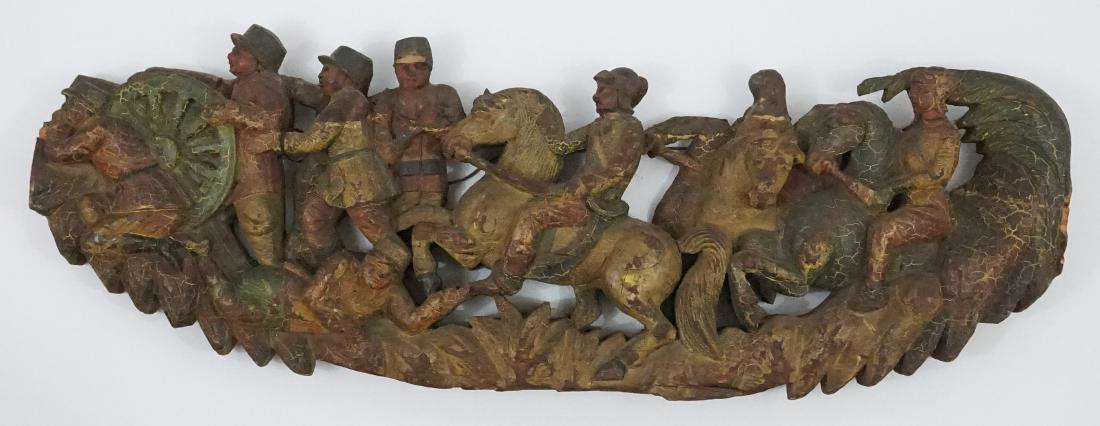Carved Asian Panel with Figures on Horses (1 of 6)