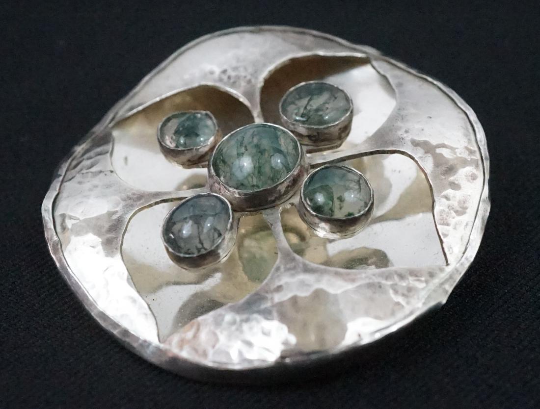 Large Silver & Moss Agate Cabochon Brooch (1 of 3)