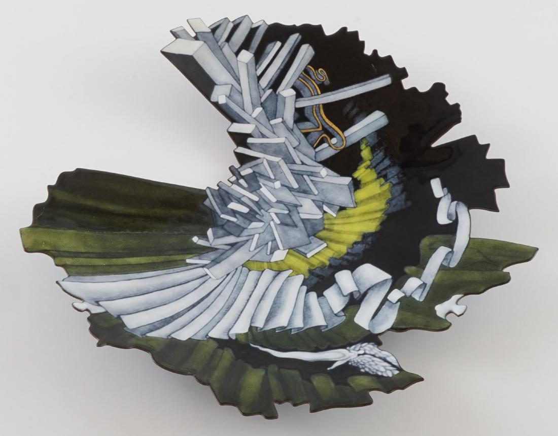 Modernist Enamel Tray Signed Illegibly (1 of 3)