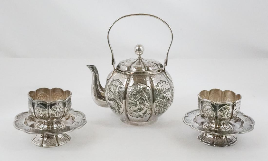 A Fine Asian 99% Silver Tea Set (1 of 8)