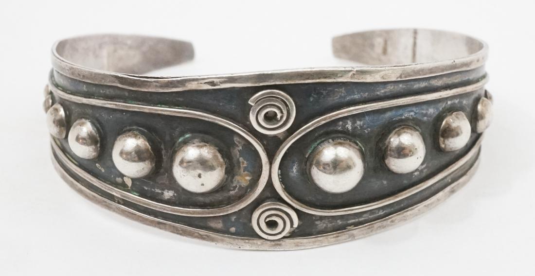 A Fine Old Silver Cuff Bracelet Signed Illegibly (1 of 6)