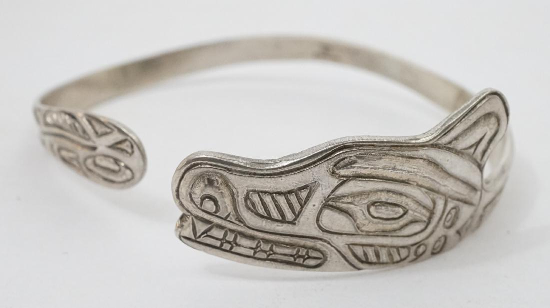 Northwest Coast Signed Sterling Cuff Bracelet ETJ (1 of 4)