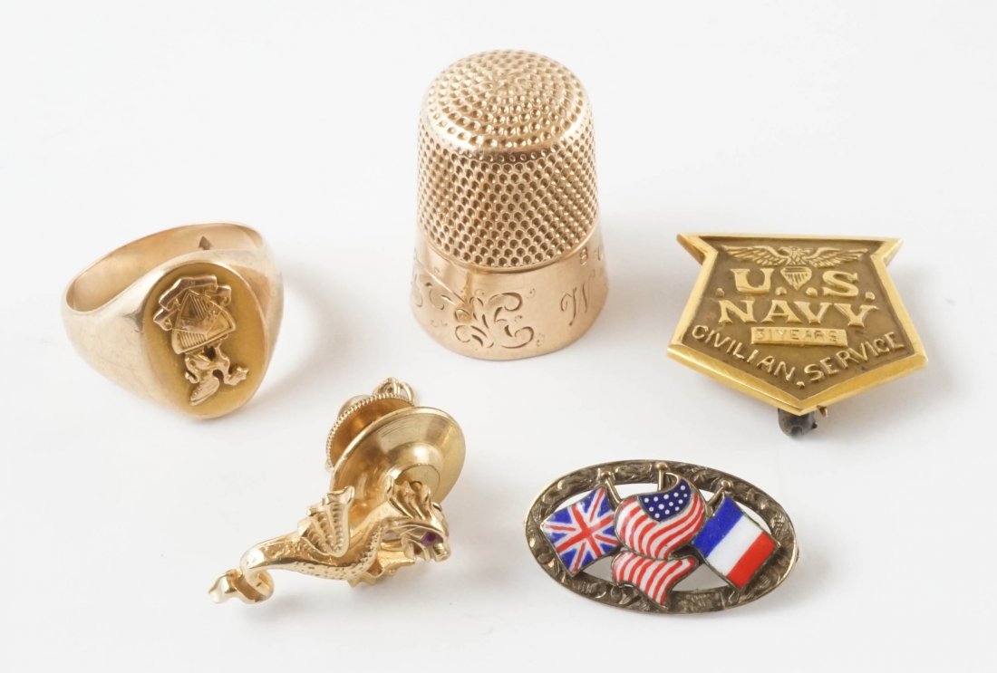 Antique Gold Pins, Ring and Thimble (1 of 1)
