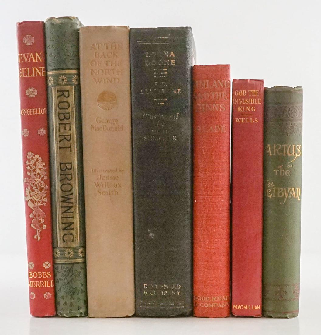 Group of Seven Books: Group of Seven Books. Includes: At the Back of the Northwind; Lorna Doone; Evangeline; and Robert Browning Illustrated 1887. Provenance: Private Estate, Missoula, Montana. We ship all items from this