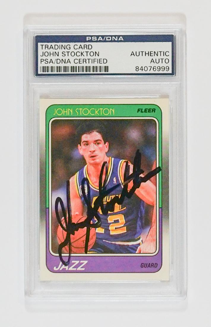 John Stockton Autographed Basketball Card PSA/DNA (1 of 2)