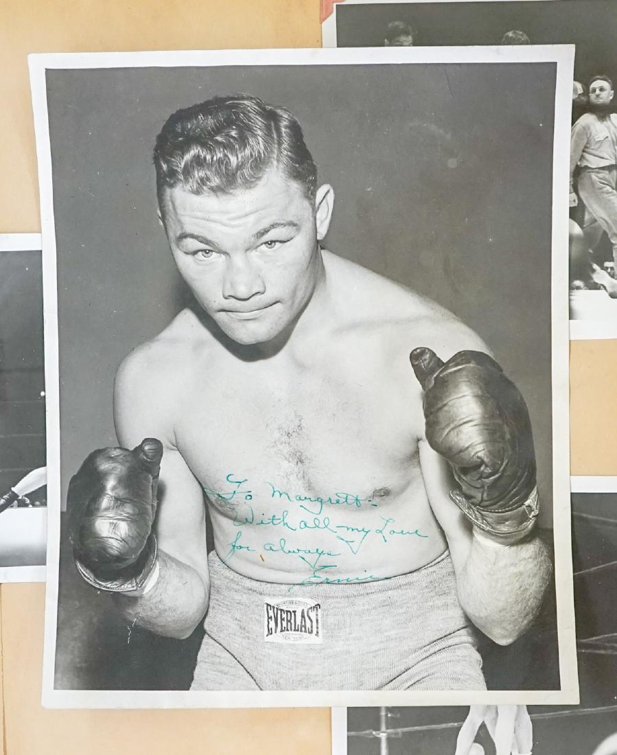New York Boxer Ernie Vigh Scrapbook Album: Important scrapbook album for boxer Ernie Vigh. He fought from 1938 to 1949, winding up with an impressive record of 61 wins, 41 by knockout, 12 losses, two by knockout, and one draw. Vigh, who served