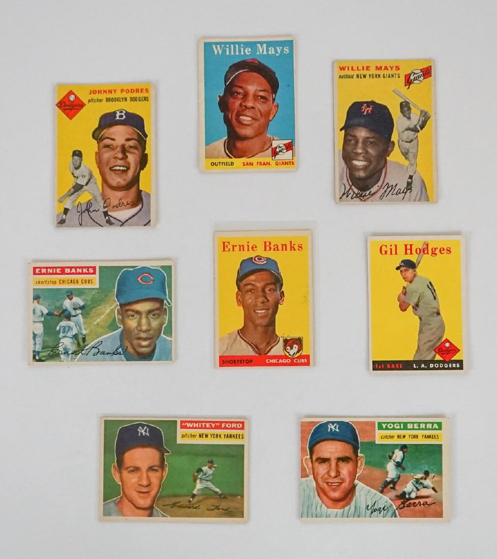 Eight 1950's Topps Baseball Cards