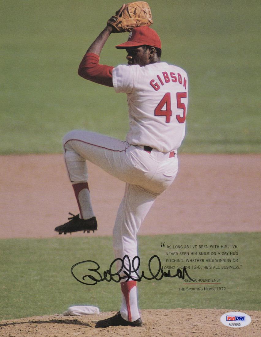 Bob Gibson Signed 8 x 10 Photograph PSA/DNA (1 of 3)