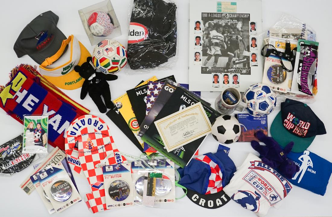 Group of Soccer Memorabilia: Group of soccer memorabilia. We ship all items from this auction in house.