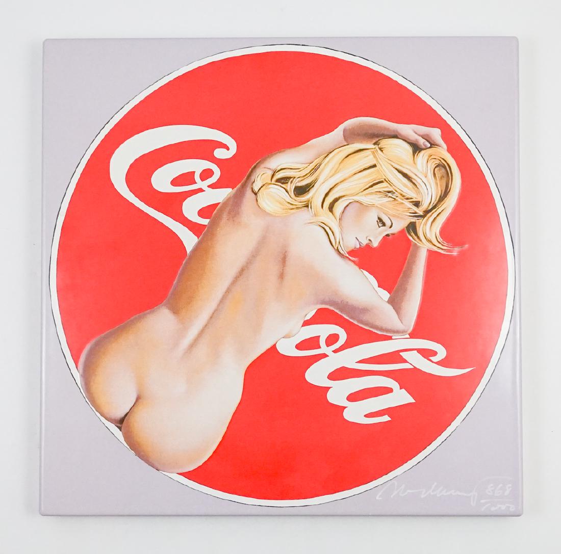 Mel Ramos The Pause That Refreshes: Mel Ramos The Pause That Refreshes. Offset in colors on enameled metal. Measures 15.75" x 15.75". Signed and numbered lower right. Number #868/1000. Ex+/NrMt condition. Provenance: Seattle, Washington