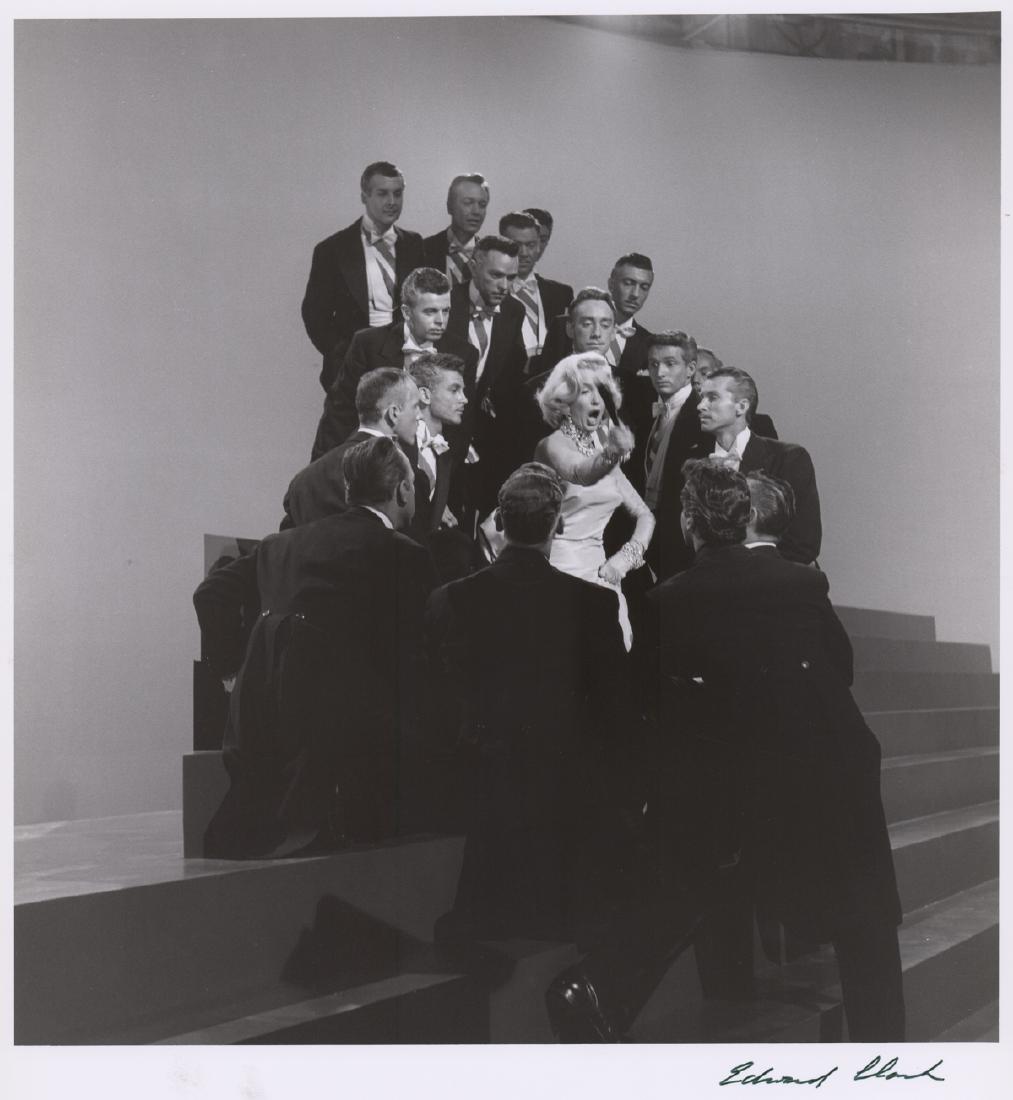 Marilyn Monroe Photographed by Edward Clark: Marilyn Monroe photographed by Edward Clark. Signed in pen "Edward Clark" lower right. Measures 14" x 11". Ex+/NrMt. Unframed, loose and not glued or mounted. Provenance: Seattle, Washington estate. W