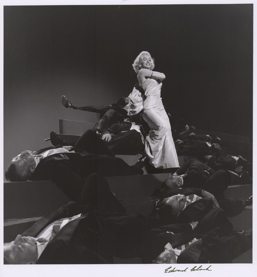 Marilyn Monroe Photographed by Edward Clark: Marilyn Monroe photographed by Ed Clark. Signed in pen "Edward Clark" lower right. Measures 14" x 11". Has one puncture top center. Unframed, loose and not glued or mounted. Provenance: Seattle, Washi