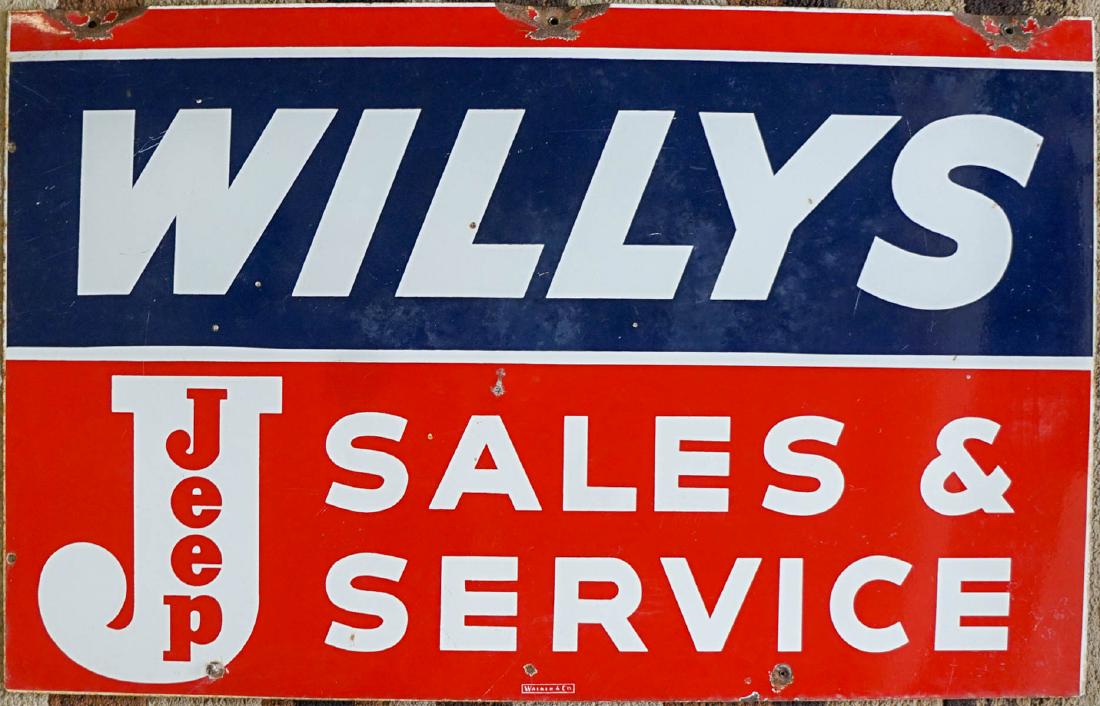 Willys Jeep Sales & Service Double-Sided Sign (1 of 2)