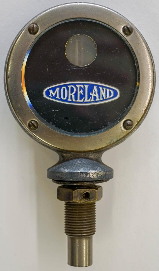 Moreland Motor Truck Moto-Meter: Moreland Motor Truck Moto-Meter. Measures 5" x 3". Good to very good condition. Provenance: Estate of Jerry McAuliffe, Seabeck, Washington. We ship most items in-house at the fairest possible prices.