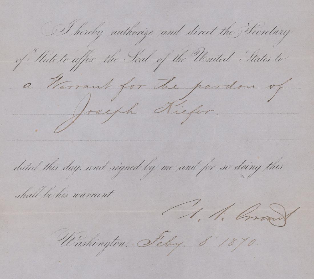 Ulysses S. Grant Signed Presidential Pardon (1 of 3)