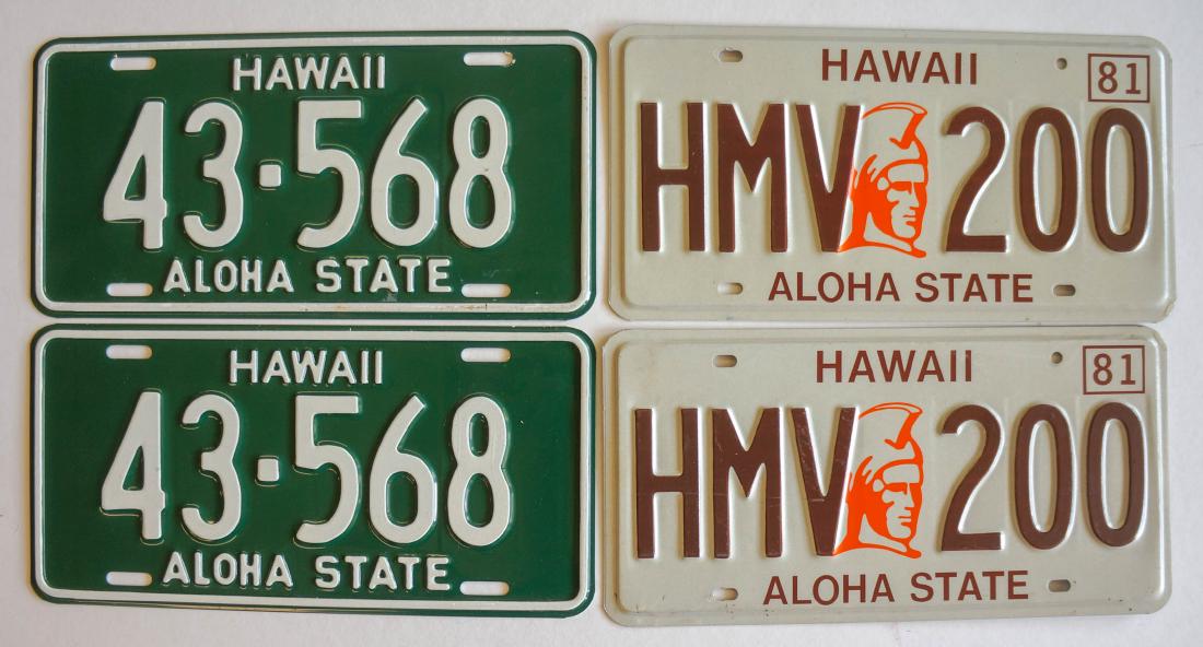Two Pairs of Vintage Hawaii License Plates