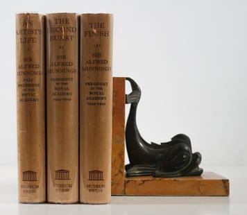 Autobiography of Sir Alfred Munnings 1950 (3 Vol): The Autobiography of Sir Alfred Munnings; 3 Volumes. 1950, first edition. Museum Press. 490 illustrations by the author. Dust jackets clipped. Approximately 9.5" x 6.5" x 4.5" set. We gladly combine s