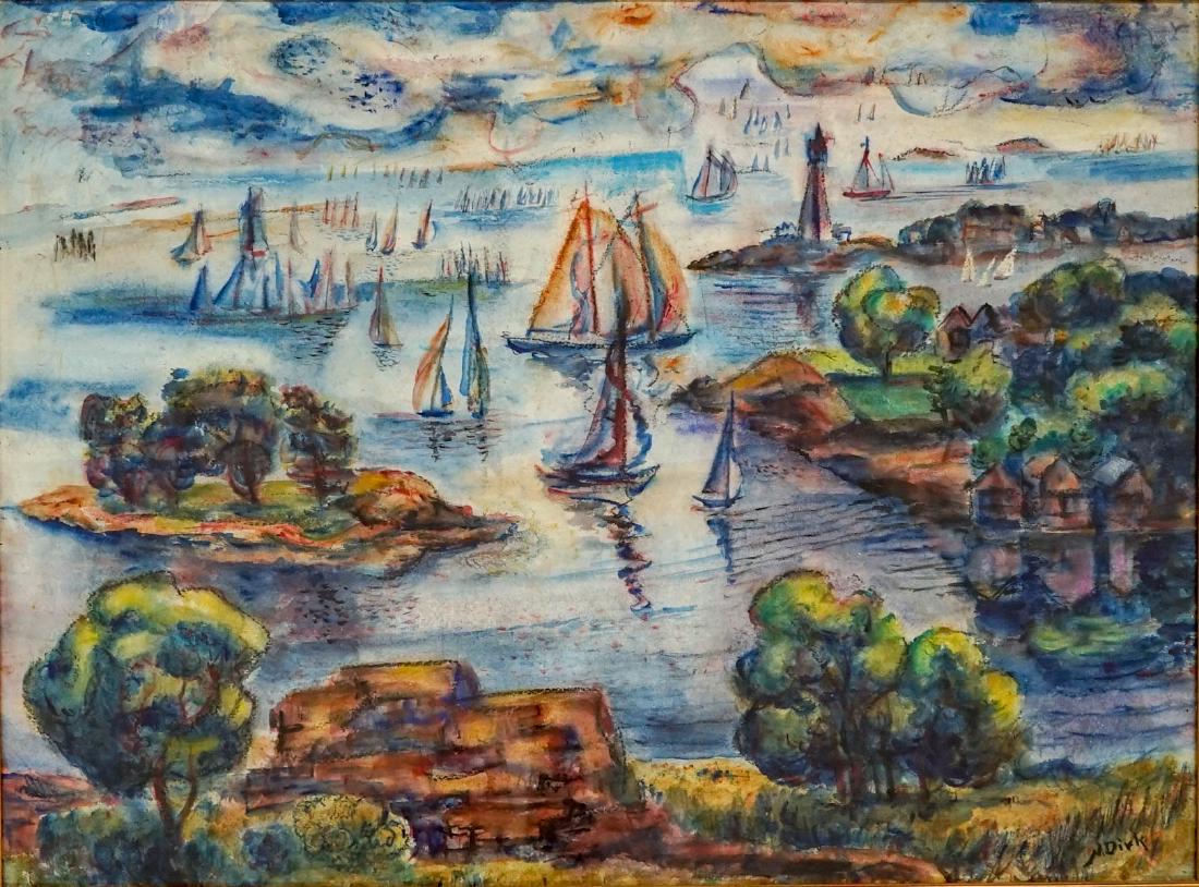 Nathaniel Dirk (1895-1961) Large Watercolor (1 of 5)