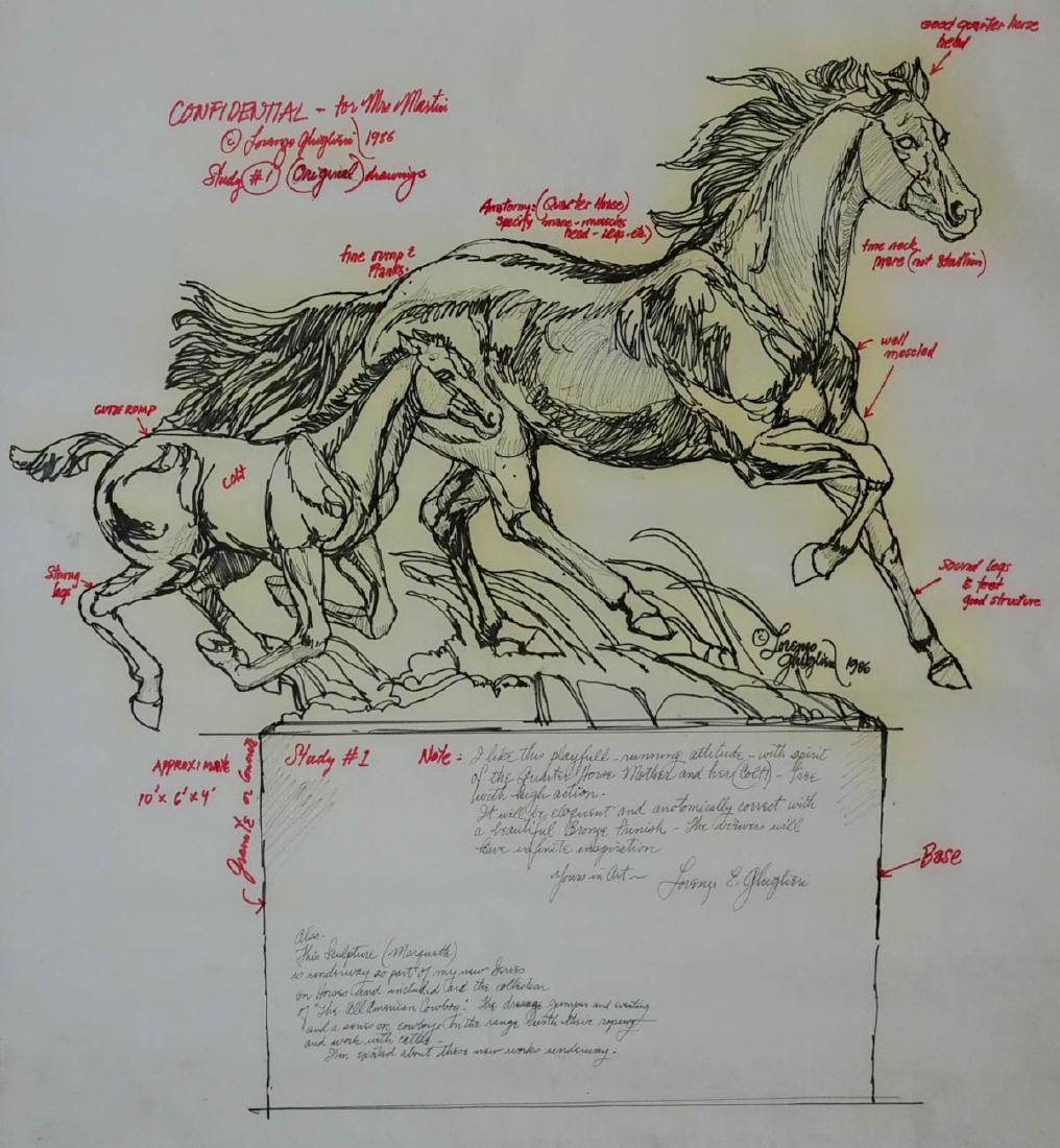 Lorenzo Gluglieri Original Sketch Horse Signed (1 of 5)