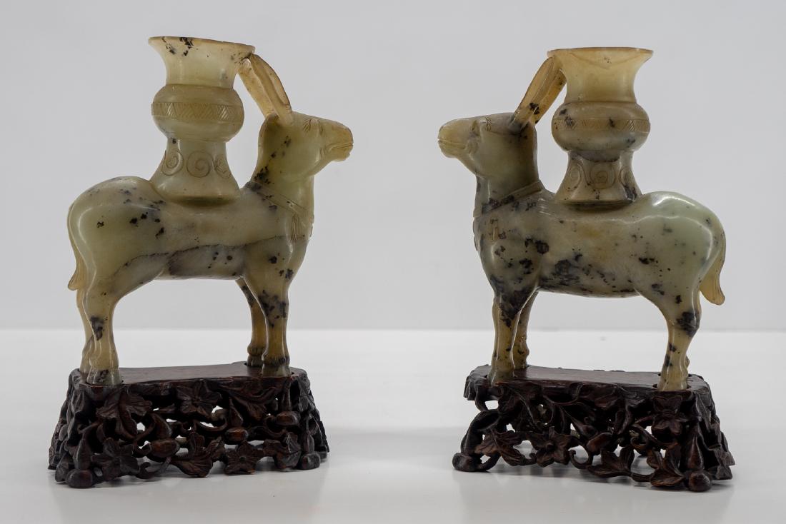 Pair Antique Chinese Jade Candle Holders