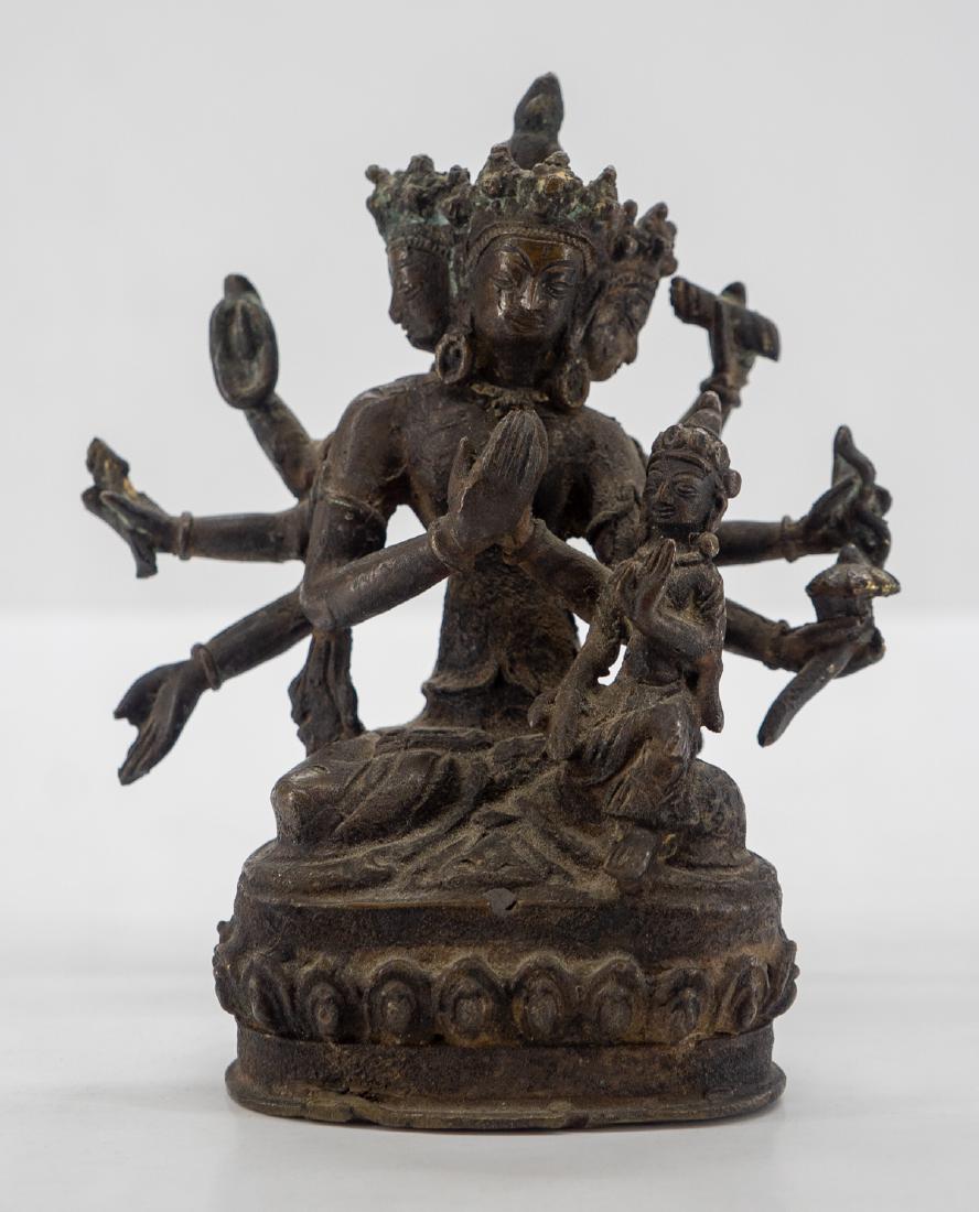 Chinese Bronze Figure 8 Armed Deity Lotus Throne (1 of 5)