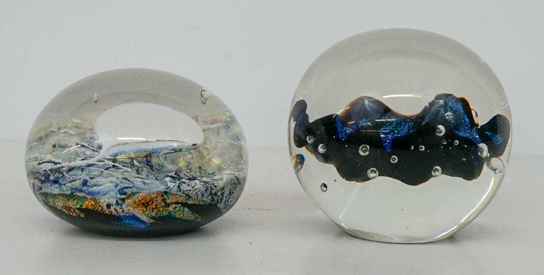 Two Large Signed Glass Paperweights