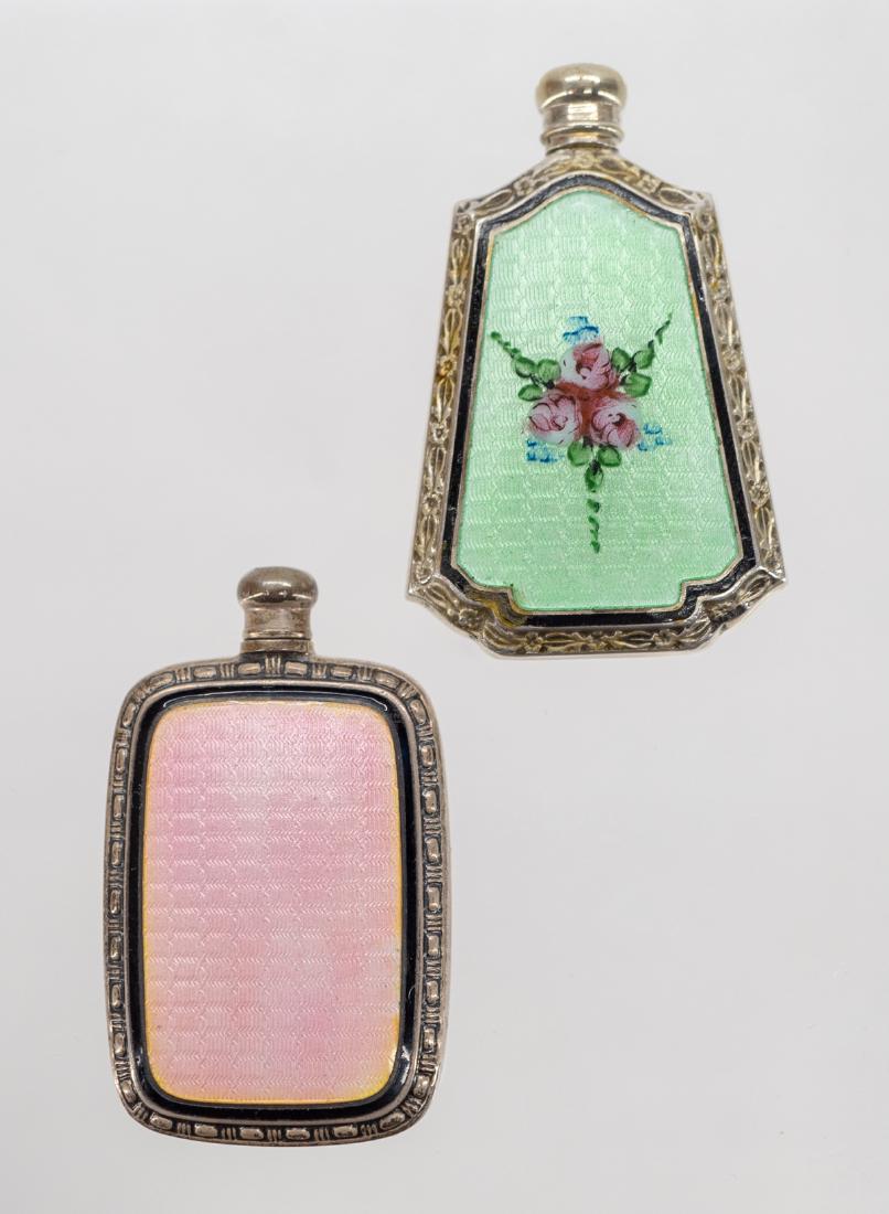 Two Antique Sterling and Enamel Perfume Bottles (1 of 2)