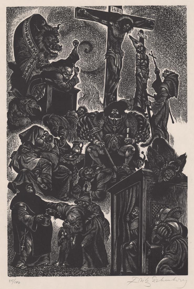 Fritz Eichenberg Pencil Signed Wood Engraving (1 of 4)