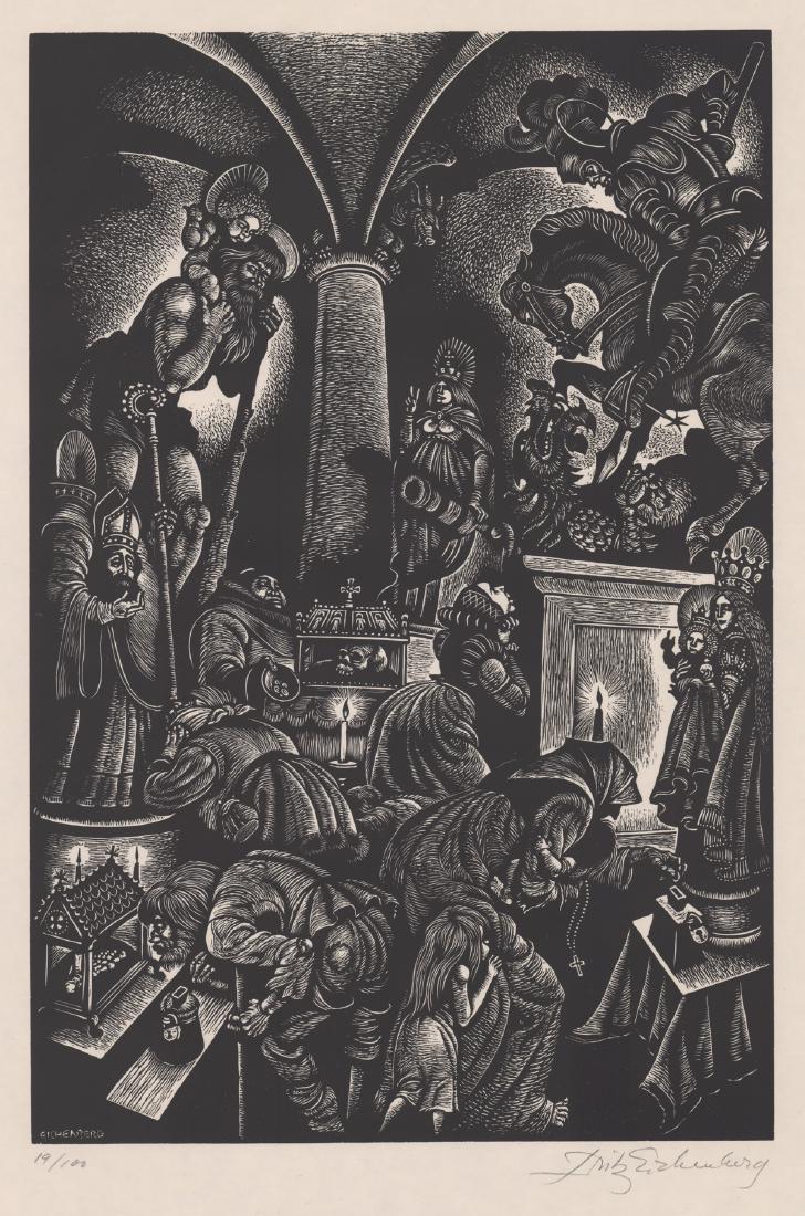 Fritz Eichenberg Pencil Signed Wood Engraving (1 of 4)
