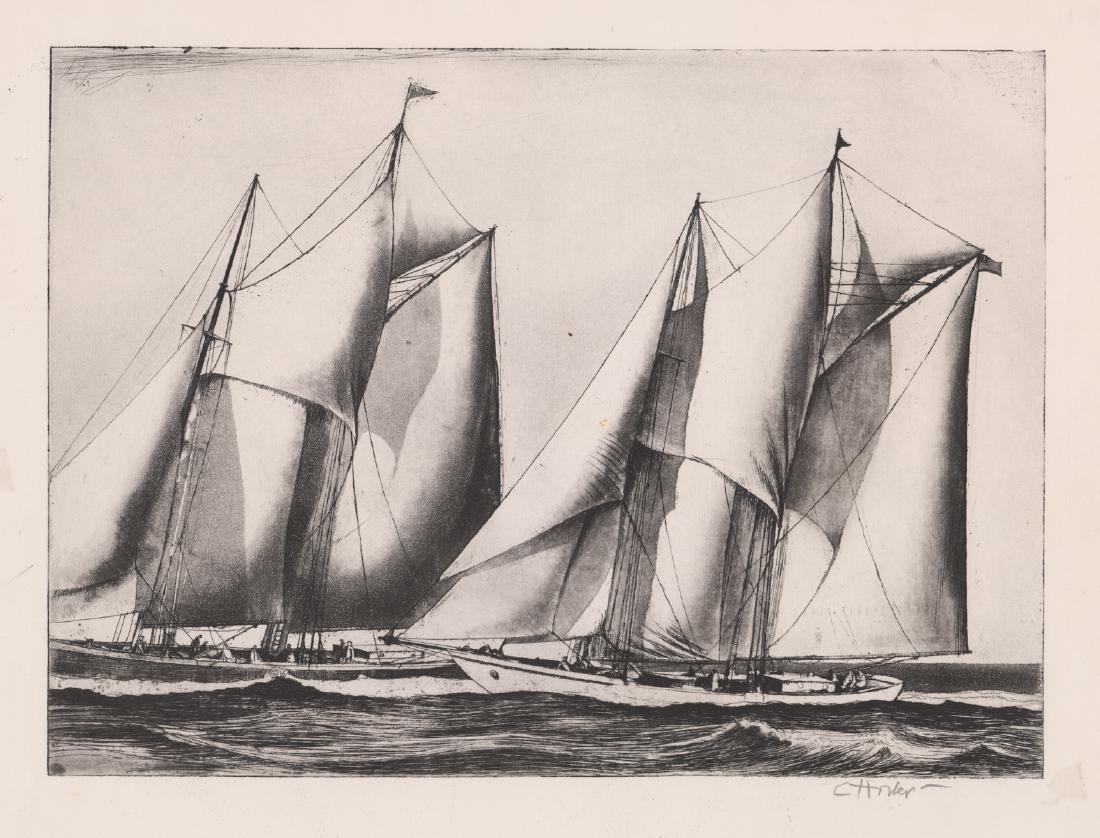 Fine Signed Etchings of Sailboats Races (1 of 4)