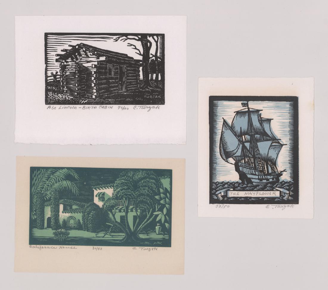 Charles Turzak Woodblock Prints, Three (1 of 7)