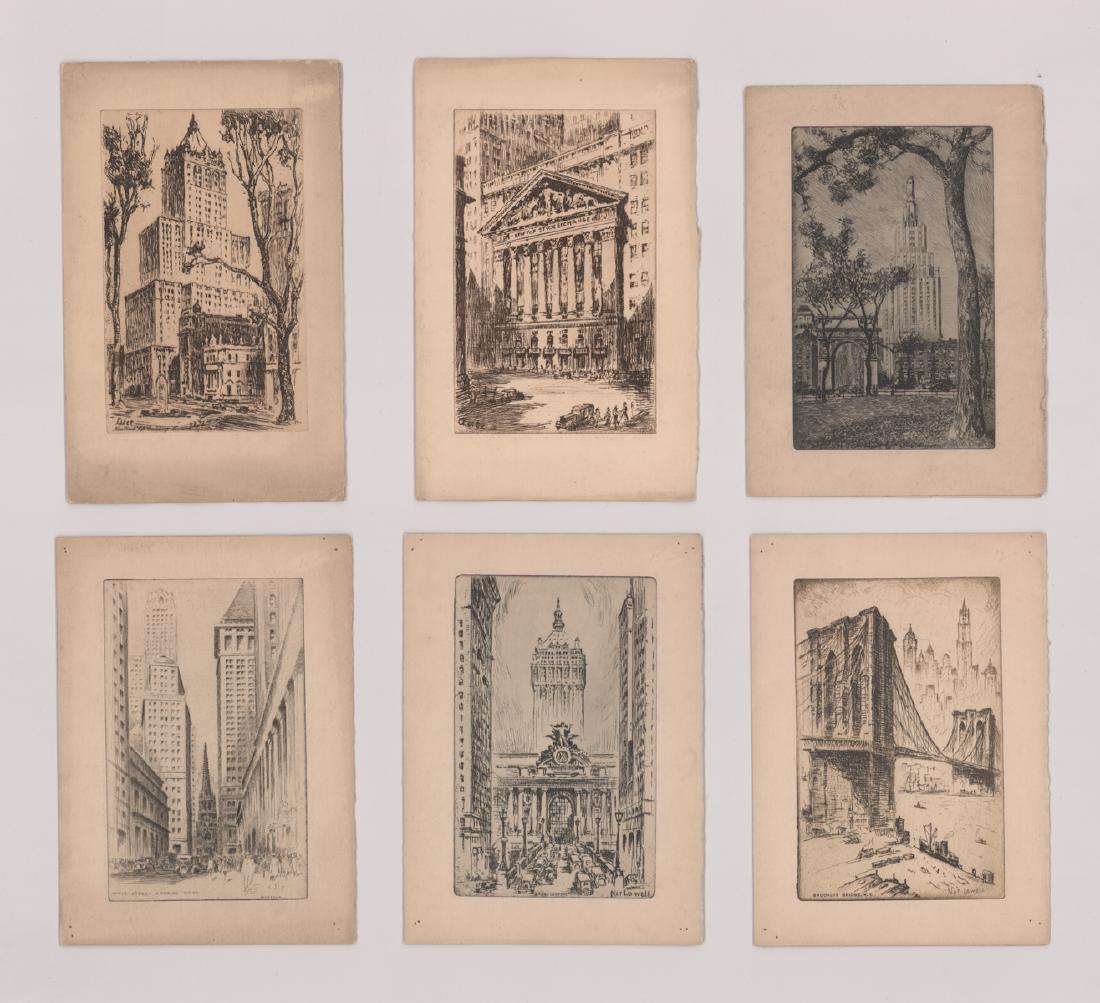 Six Greeting Card Etchings of New York Scenes (1 of 7)