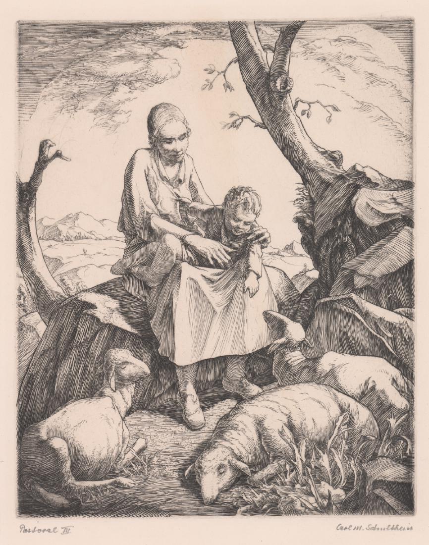 Carl Max Schultheiss Pencil Signed Etching (1 of 4)