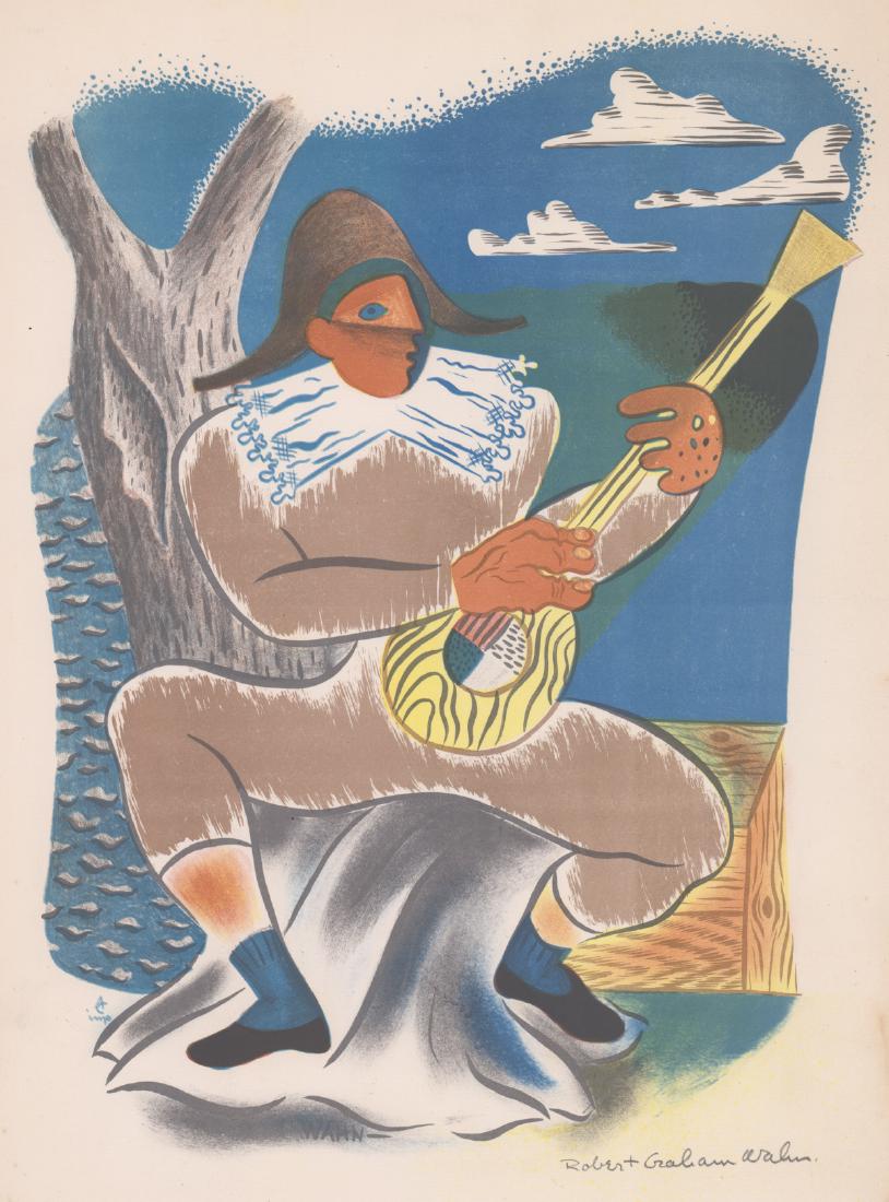 Robert Graham Wahn Lithograph: Robert Graham Wahn original signed lithograph. Signed in pencil "Robert Graham Wahn" lower right. Measures 14" x 10" sheet size. Very good condition. Unframed, loose and not glued or mounted. Provenan