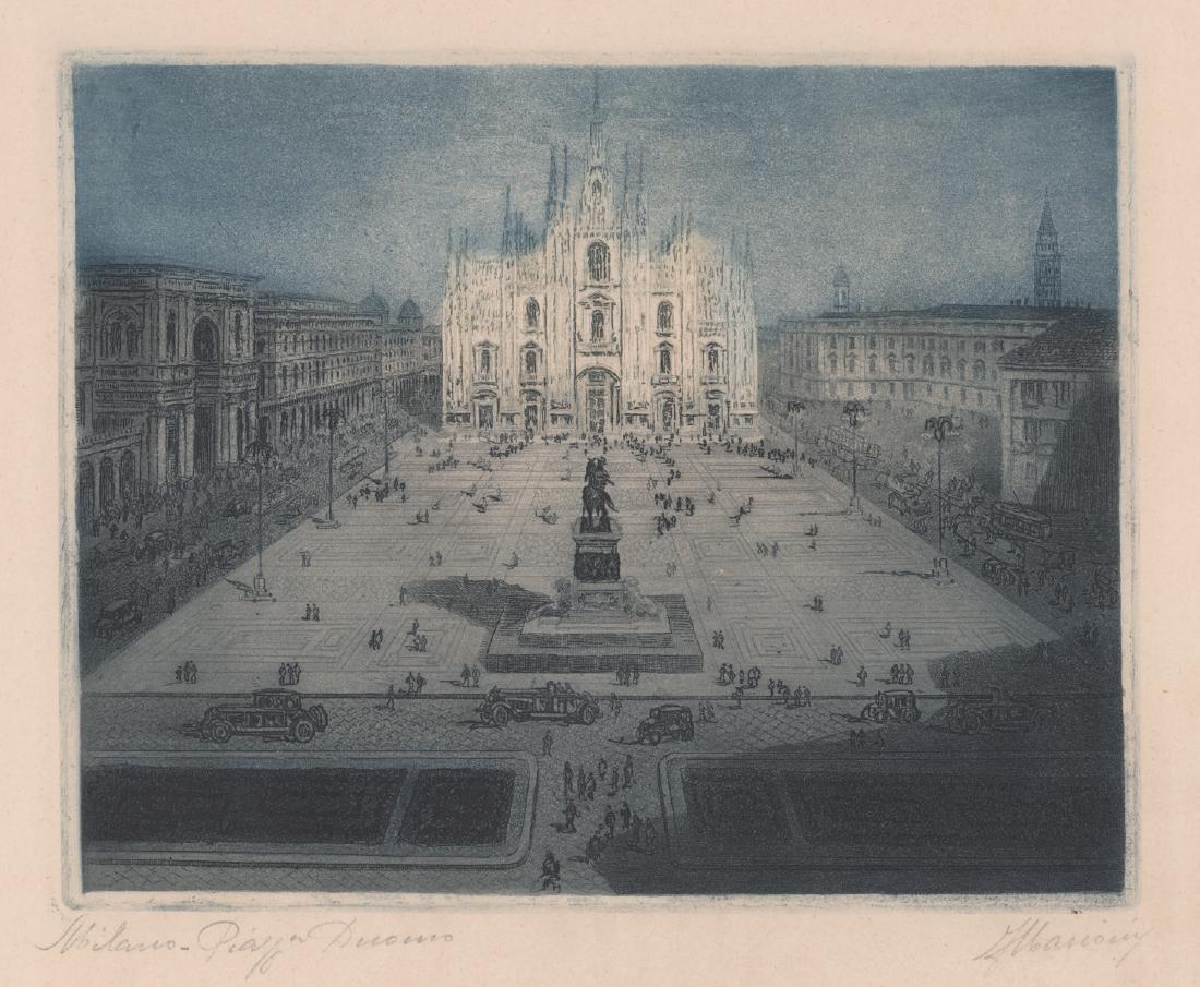 Milano, Italy Colored Etching (1 of 5)