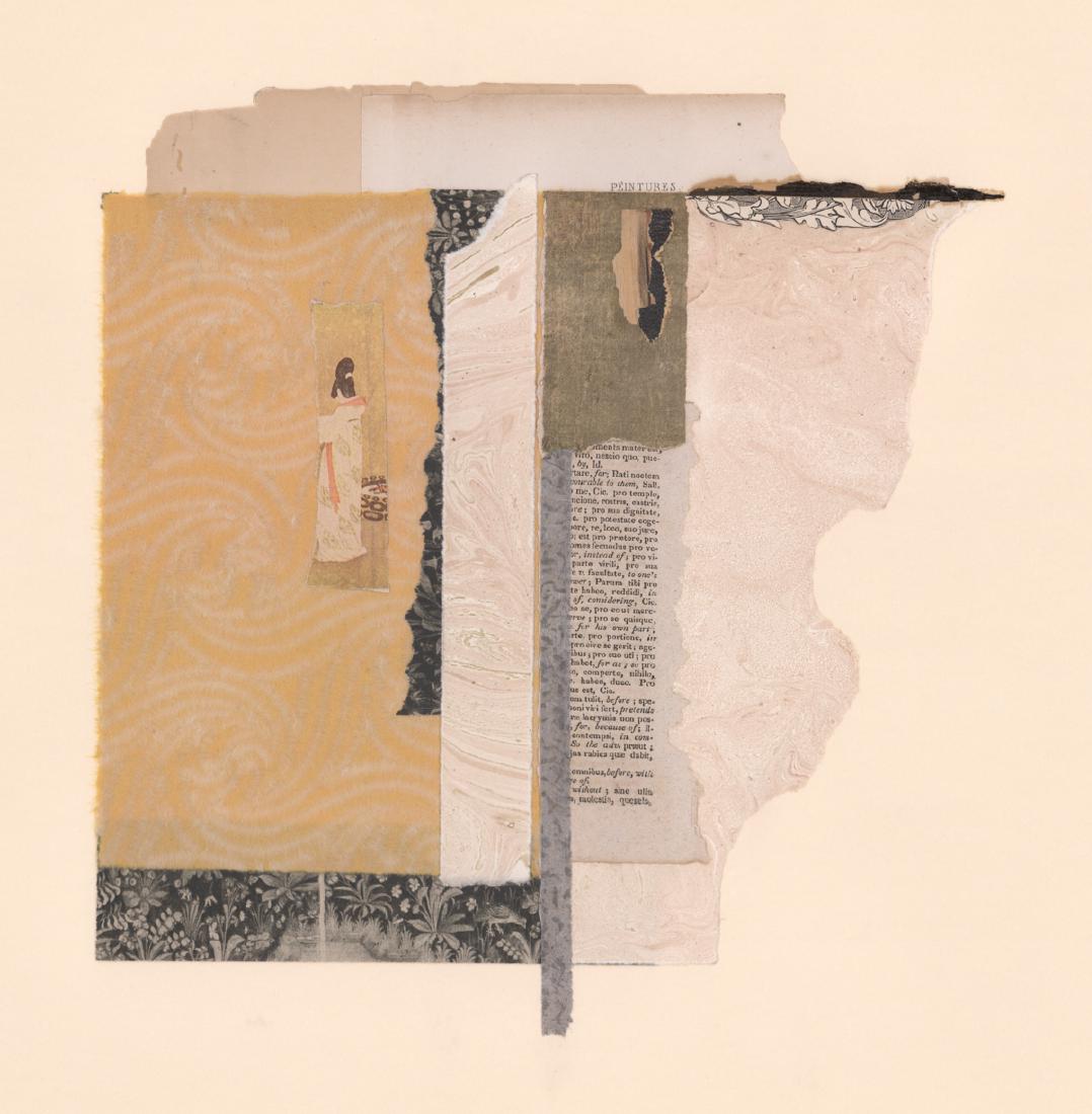 Mary Ellen Long Collage: Mary Ellen Long collage. "Peintures", 1999. Measures 30" x 22" sheet size. Excellent condition. Unframed, loose and not glued or mounted. Provenance: Formerly in the collection of The General Electric